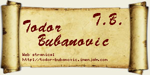 Todor Bubanović vizit kartica